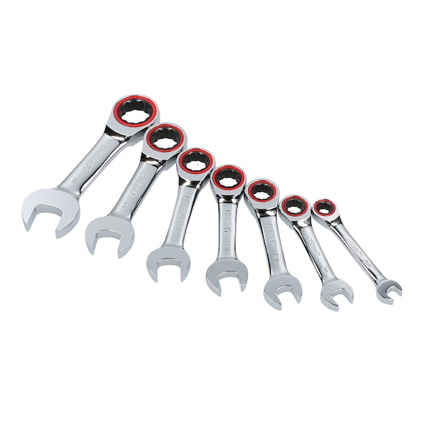 12-Pt short combination ratcheting wrenches (Set of 7Pieces) inches.